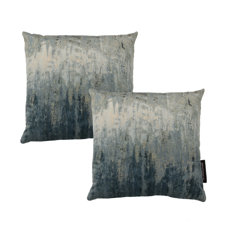 LOT 2X COUSSINS SHADOW VELVET BLUE MOOD